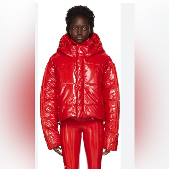 New with tags Ivy park adidas by Beyoncé red faux latex puffer. Large. - Picture 9 of 16